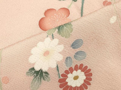 平和屋着物▽訪問着 単衣 友禅 枝花文 暈し染め 正絹 逸品 CAAT9389dy