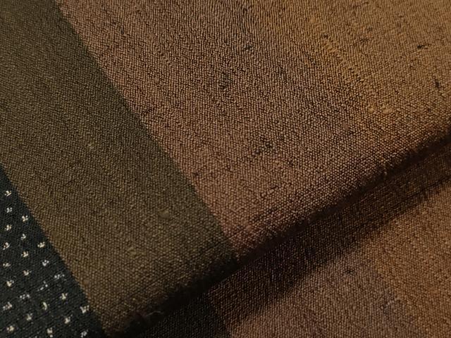 平和屋着物▽上質なお召 単衣 120亀甲 間道 正絹 逸品 CAAT9390dy