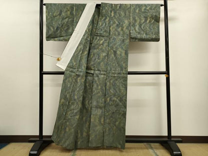 平和屋着物▽訪問着 単衣 十字絣 墨流し文様 正絹 逸品 CAAT9391dy