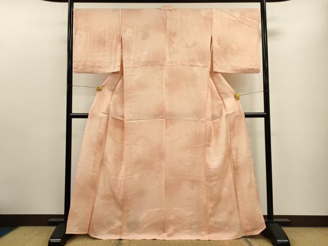 平和屋着物▽上質な小紋 単衣 雲取り青海波花地紋 暈し染め 正絹 逸品 CAAT9392dy