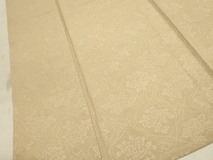 平和屋着物▽上質な色無地 単衣 草花地紋 丁字色 正絹 逸品 CAAT9393dy