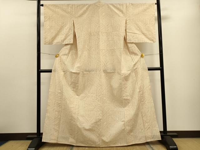 平和屋着物▽結城紬 単衣 吉祥文 鈴乃屋扱い 証紙付き 正絹 逸品 CAAT9396dy
