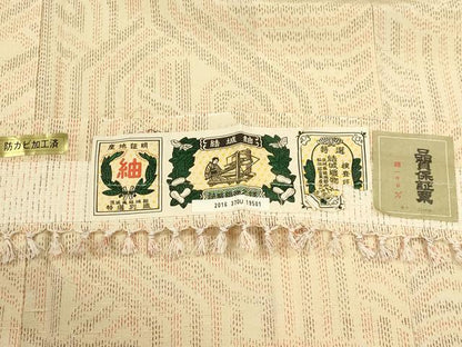 平和屋着物▽結城紬 単衣 吉祥文 鈴乃屋扱い 証紙付き 正絹 逸品 CAAT9396dy