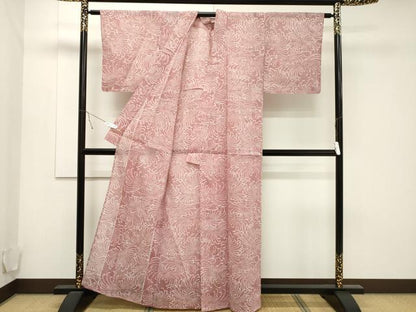 平和屋着物＊夏物　本場小千谷ちぢみ　乱菊　反端付き　麻　逸品　CAAT9455dy