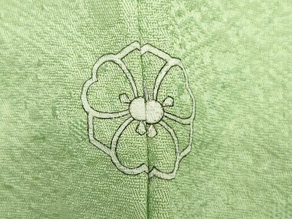 平和屋着物▽上質な色無地 単衣 吉祥地紋 若葉色 正絹 逸品 未使用 CAAT9497dy