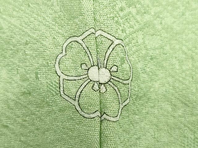 平和屋着物▽上質な色無地 単衣 吉祥地紋 若葉色 正絹 逸品 未使用 CAAT9497dy