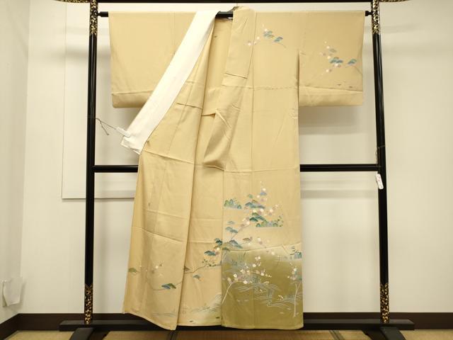 平和屋着物▽訪問着 単衣 友禅 作家物 流水 松竹梅 暈し染め 正絹 逸品 CAAT9501dy