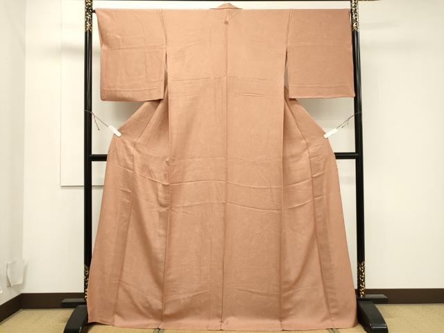 平和屋着物▽上質な色無地 単衣 草花地紋 宍色 東武百貨店扱い 正絹 逸品 CAAT9506dy