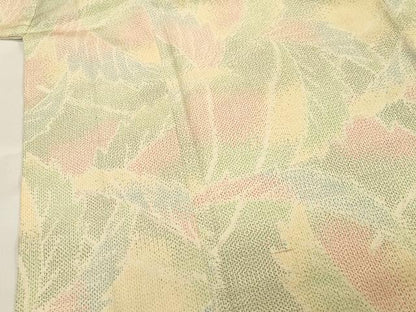 平和屋着物▽本塩沢 単衣 葉尽くし文 正絹 逸品 CAAT9511dy