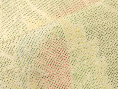 平和屋着物▽本塩沢 単衣 葉尽くし文 正絹 逸品 CAAT9511dy