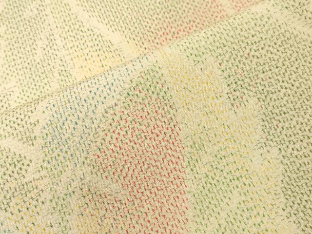 平和屋着物▽本塩沢 単衣 葉尽くし文 正絹 逸品 CAAT9511dy