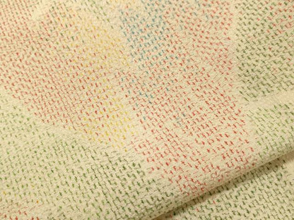 平和屋着物▽本塩沢 単衣 葉尽くし文 正絹 逸品 CAAT9511dy