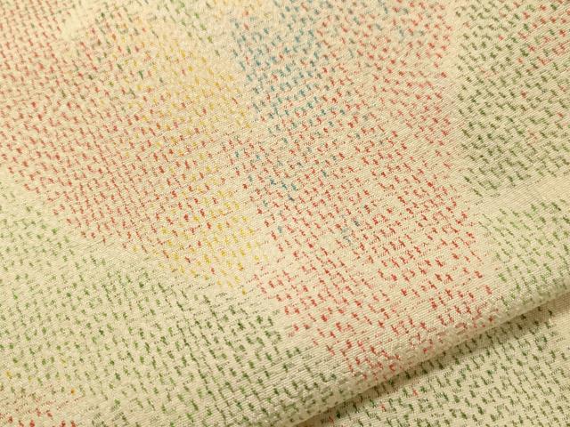 平和屋着物▽本塩沢 単衣 葉尽くし文 正絹 逸品 CAAT9511dy