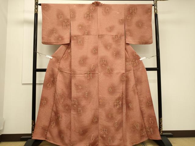 平和屋着物▽上質な小紋 単衣 ろうけつ染め 草木文 暈し染め 正絹 逸品 CAAT9512dy