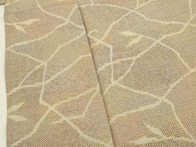 平和屋着物▽上質な紬　単衣　草木文　正絹　逸品　CAAT9513dy