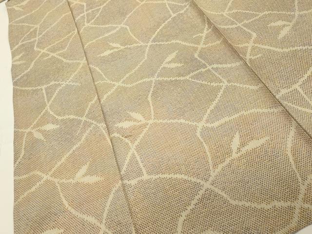 平和屋着物▽上質な紬　単衣　草木文　正絹　逸品　CAAT9513dy