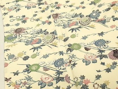 平和屋着物▽上質な小紋 単衣 型染め 草花文 正絹 逸品 CAAT9514dy
