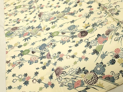 平和屋着物▽上質な小紋 単衣 型染め 草花文 正絹 逸品 CAAT9514dy
