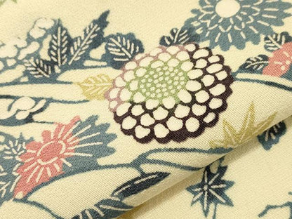 平和屋着物▽上質な小紋 単衣 型染め 草花文 正絹 逸品 CAAT9514dy