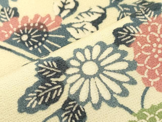 平和屋着物▽上質な小紋 単衣 型染め 草花文 正絹 逸品 CAAT9514dy