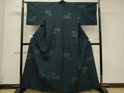 平和屋着物▽上質な紬 単衣 地紙文 正絹 逸品 CAAT9516dy