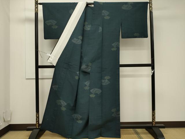 平和屋着物▽上質な紬 単衣 地紙文 正絹 逸品 CAAT9516dy