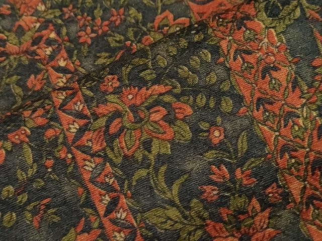 平和屋着物▽上質な小紋 単衣 更紗花間道 正絹 逸品 CAAT9517dy