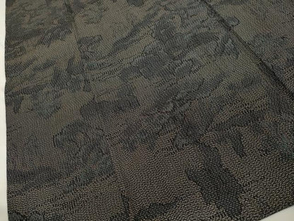 平和屋着物▽上質な紬 単衣 風景文 正絹 逸品 CAAT9519dy