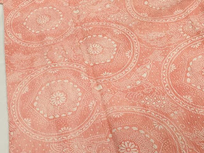 平和屋着物▽上質な小紋 単衣 更紗吉祥花丸文 正絹 逸品 CAAT9520dy