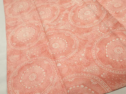 平和屋着物▽上質な小紋 単衣 更紗吉祥花丸文 正絹 逸品 CAAT9520dy
