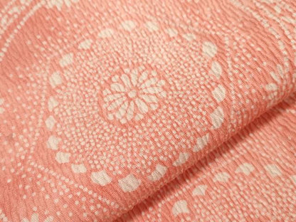 平和屋着物▽上質な小紋 単衣 更紗吉祥花丸文 正絹 逸品 CAAT9520dy