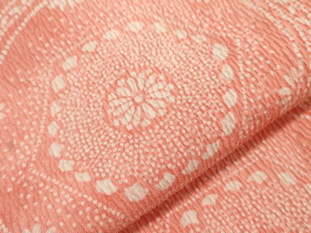 平和屋着物▽上質な小紋 単衣 更紗吉祥花丸文 正絹 逸品 CAAT9520dy