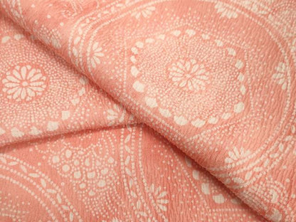 平和屋着物▽上質な小紋 単衣 更紗吉祥花丸文 正絹 逸品 CAAT9520dy