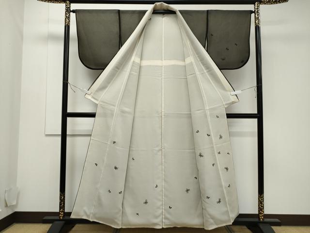 平和屋着物▽訪問着 無双 紗袷 紗×絽 舞蝶文 黒地 正絹 逸品 CAAT9522dy