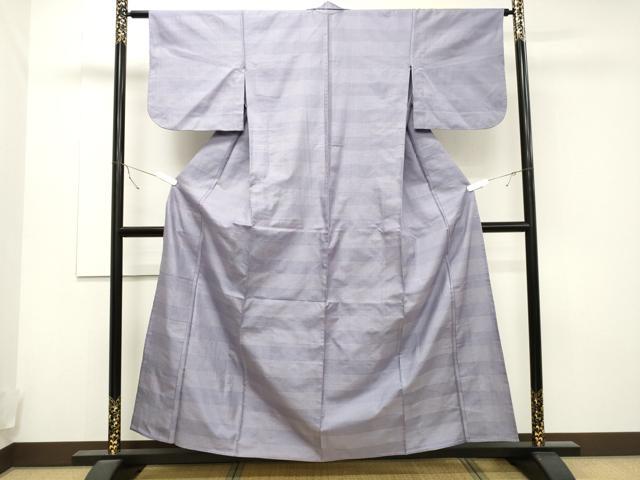 平和屋着物▽上質な紬 単衣 120亀甲 横段文 正絹 逸品 CAAT9524dy