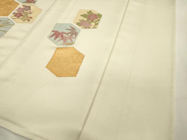平和屋着物▽訪問着 単衣 亀甲草花文 金彩 正絹 逸品 未使用 CAAT9525dy