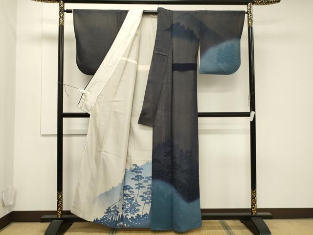 平和屋着物▽訪問着 無双 紗袷 紋紗×紗 風景文 正絹 逸品 CAAT9526dy