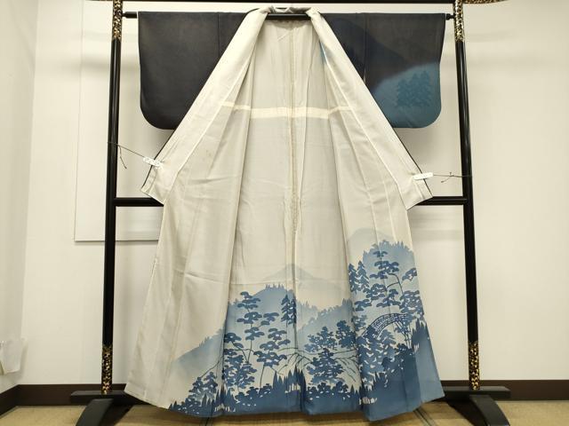 平和屋着物▽訪問着 無双 紗袷 紋紗×紗 風景文 正絹 逸品 CAAT9526dy