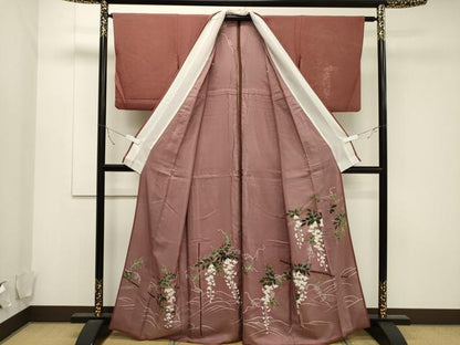 平和屋着物▽訪問着 無双 紗袷 紋紗×絽 草花文 銀彩 正絹 逸品 CAAT9528dy