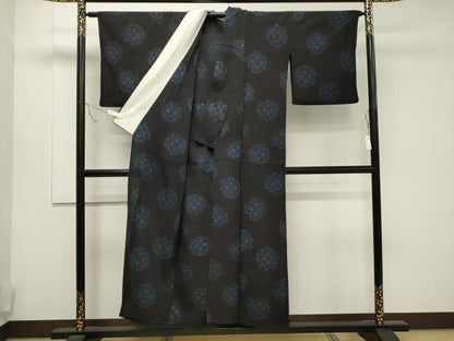 平和屋着物▽上質なお召 単衣 草花文 正絹 逸品 CAAT9533dy