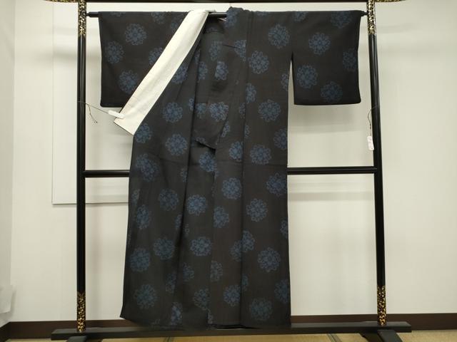平和屋着物▽上質なお召 単衣 草花文 正絹 逸品 CAAT9533dy