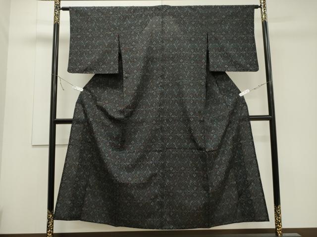 平和屋着物▽小紋 単衣 花唐草文 CAAT9538dy