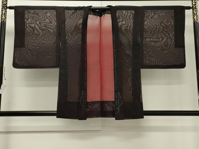 平和屋着物▽羽織 スリーシーズン 春夏秋 塵除け 紗 流水草木文 黒地 正絹 逸品 CAAT9544dy