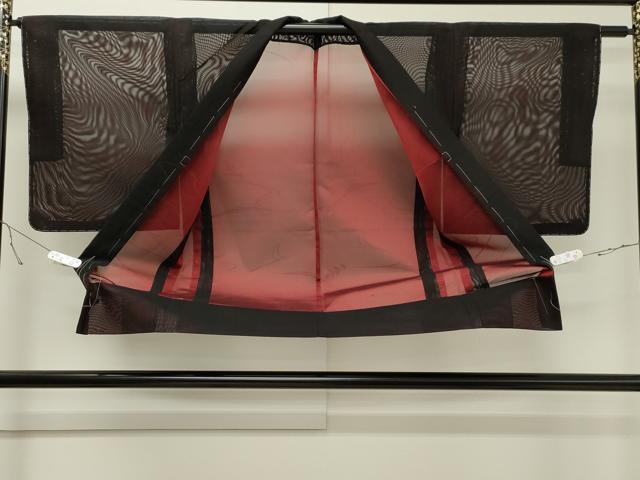 平和屋着物▽羽織 スリーシーズン 春夏秋 塵除け 紗 流水草木文 黒地 正絹 逸品 CAAT9544dy