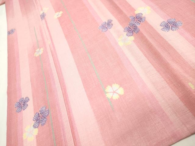 平和屋着物▽小紋　単衣　舞葉文　洗える着物　CAAT9583dy