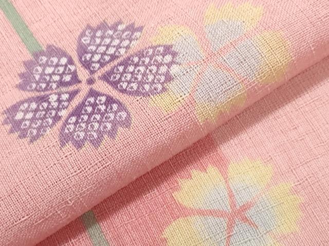 平和屋着物▽小紋　単衣　舞葉文　洗える着物　CAAT9583dy