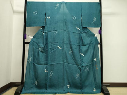 平和屋着物▽上質な小紋 単衣 作家物 絞り 月花美人 正絹 逸品 CAAT9594dy
