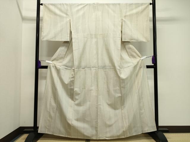 平和屋着物▽本場大島紬　単衣　白大島　立涌文　正絹　逸品　CAAT9655gh