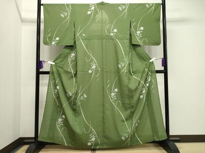 平和屋着物＊夏物 小紋 絽 草花文 洗える着物 CAAQ1230ghｍ