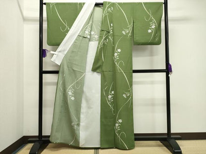 平和屋着物＊夏物 小紋 絽 草花文 洗える着物 CAAQ1230ghｍ